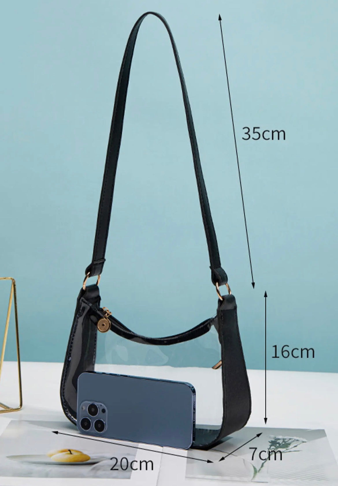 Clear Leather Trim Purse