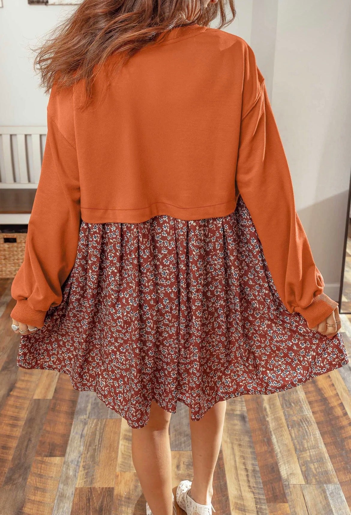 Solid Top And Floral Dress