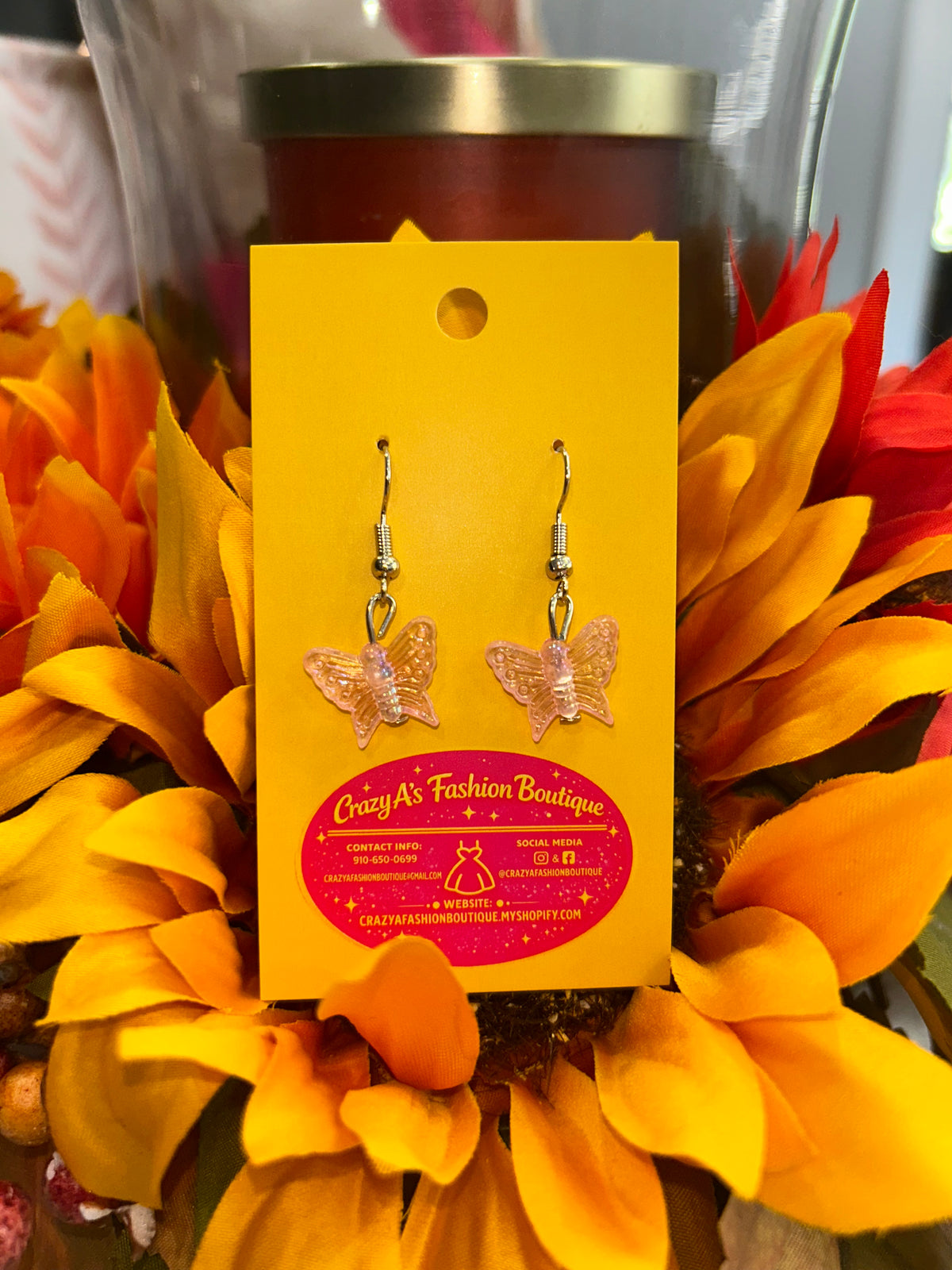 Pink Butterfly Earrings
