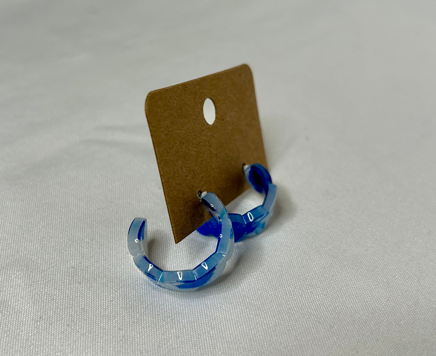 Blue And White Hoop Earrings