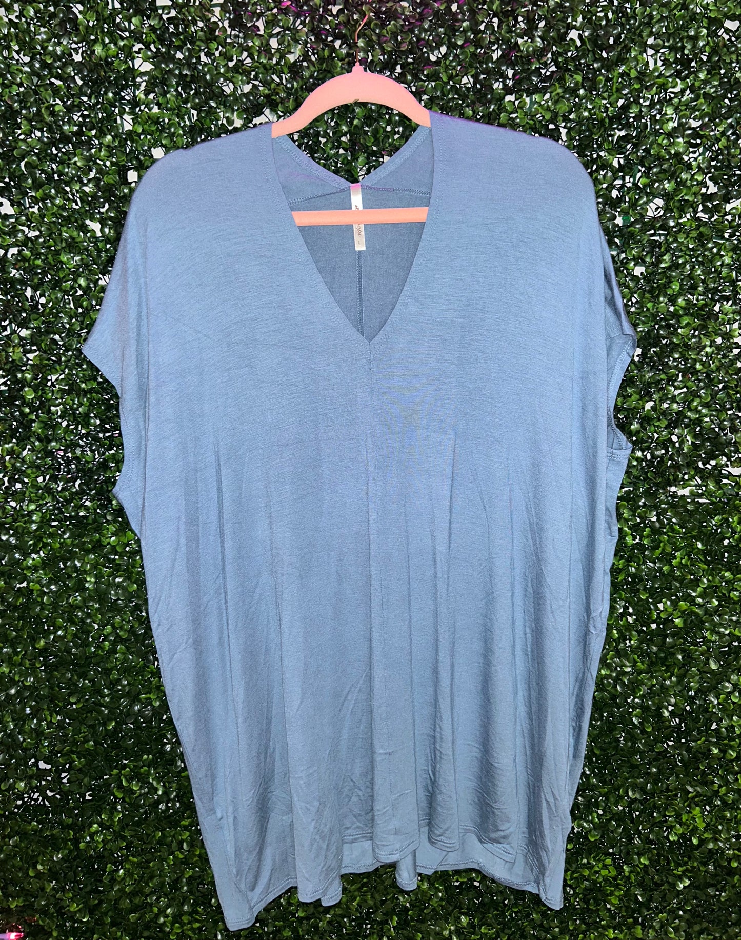 Double V Neck Loose Fit Tunic Top- Different Color Options Available
