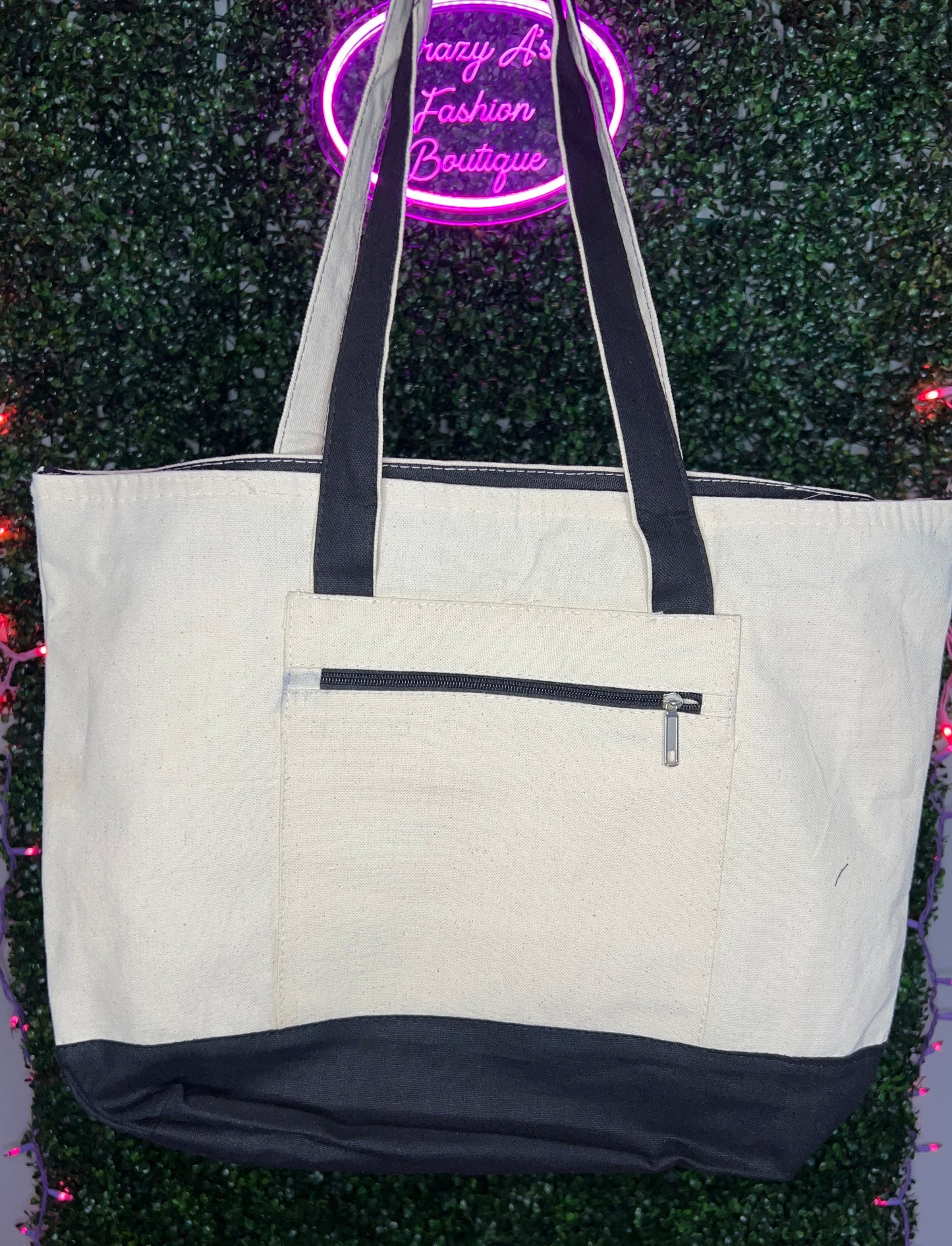 “Sips & Trips” Canvas Zipper Tote