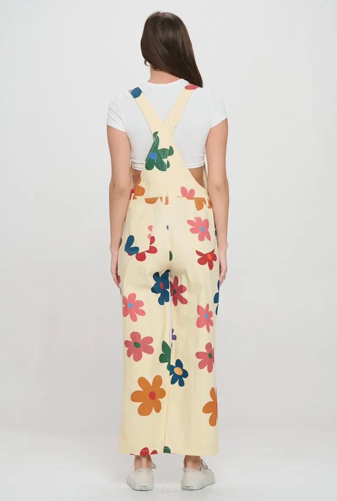 Colorful Daisy Print Overalls