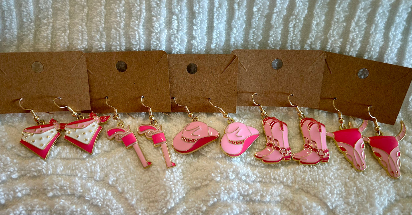Pink Western Earrings