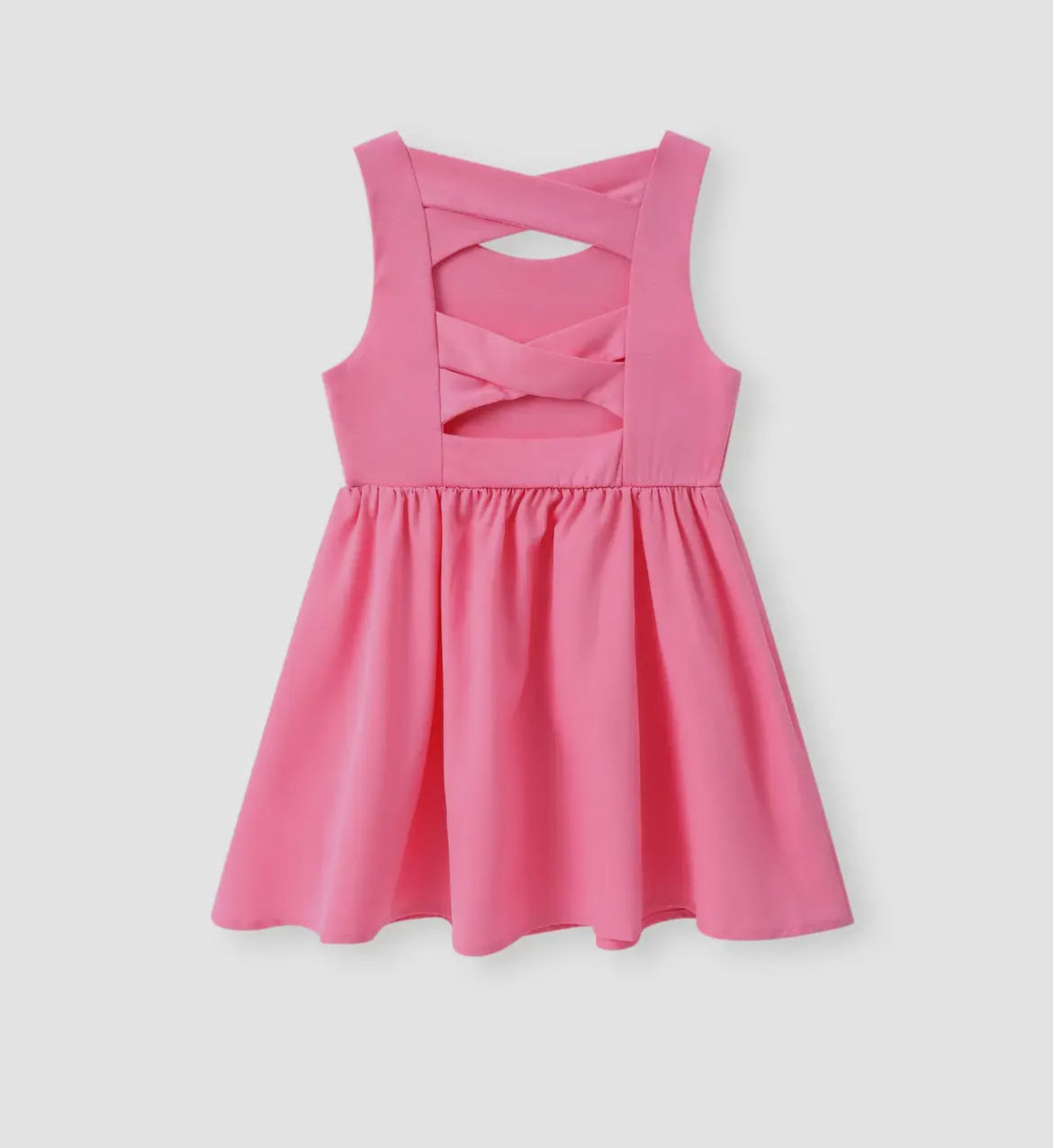 Toddler Girls Solid Color Open back Crisscross Dress