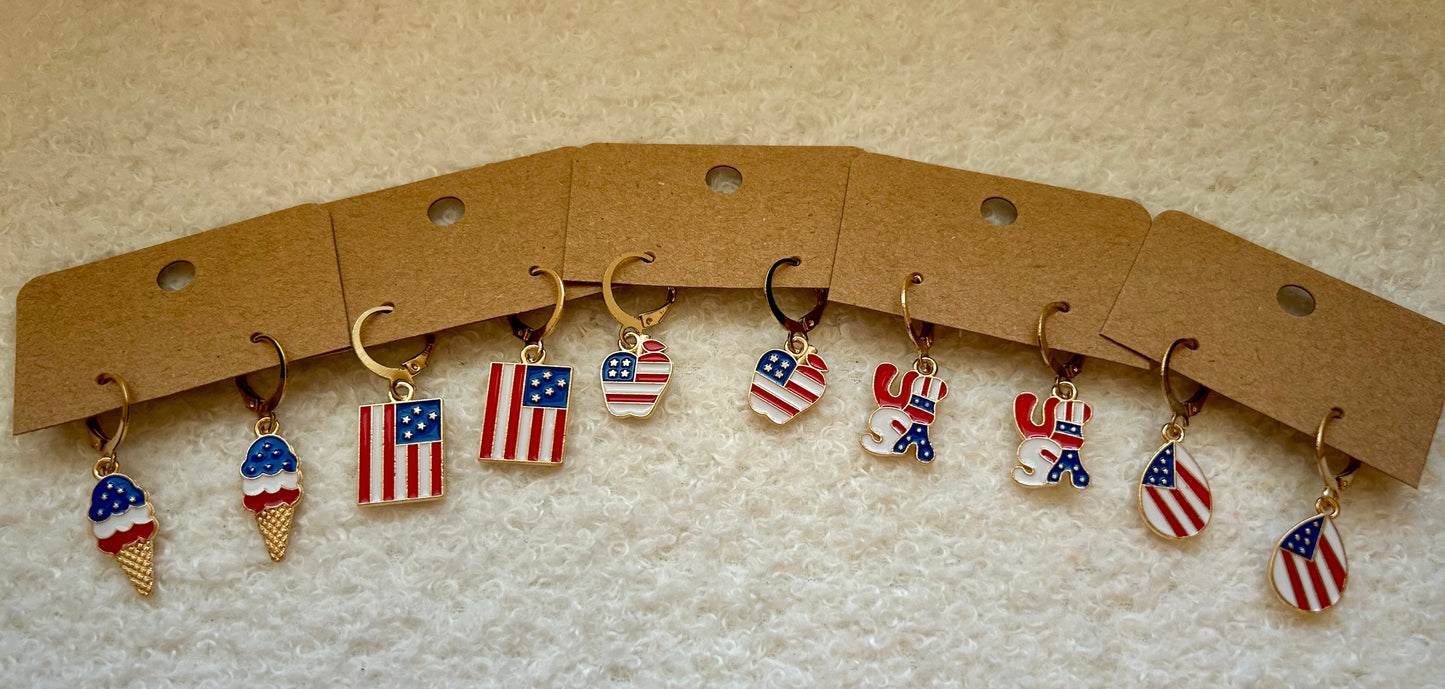 Red White & Blue Clasp Earrings