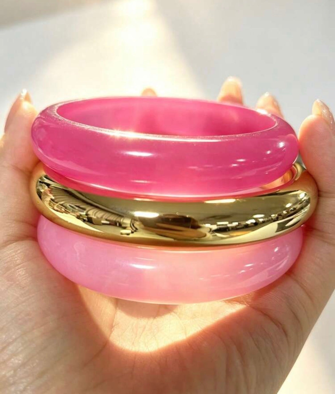 Stackable Acrylic Bracelet Set- Pink And Blue Available