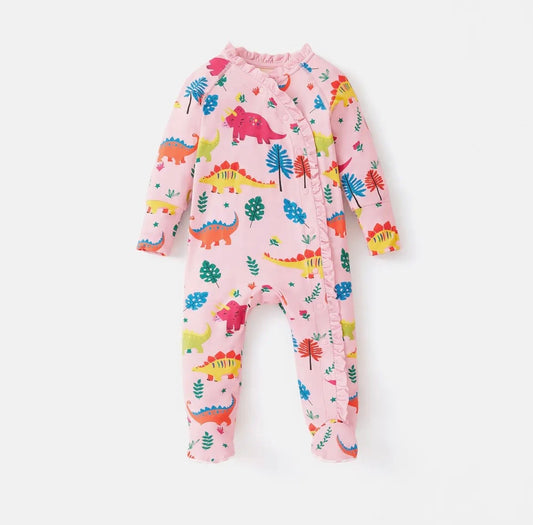 Dream Cozy Bamboo Baby Girl Ruffled Snap Sleeper
