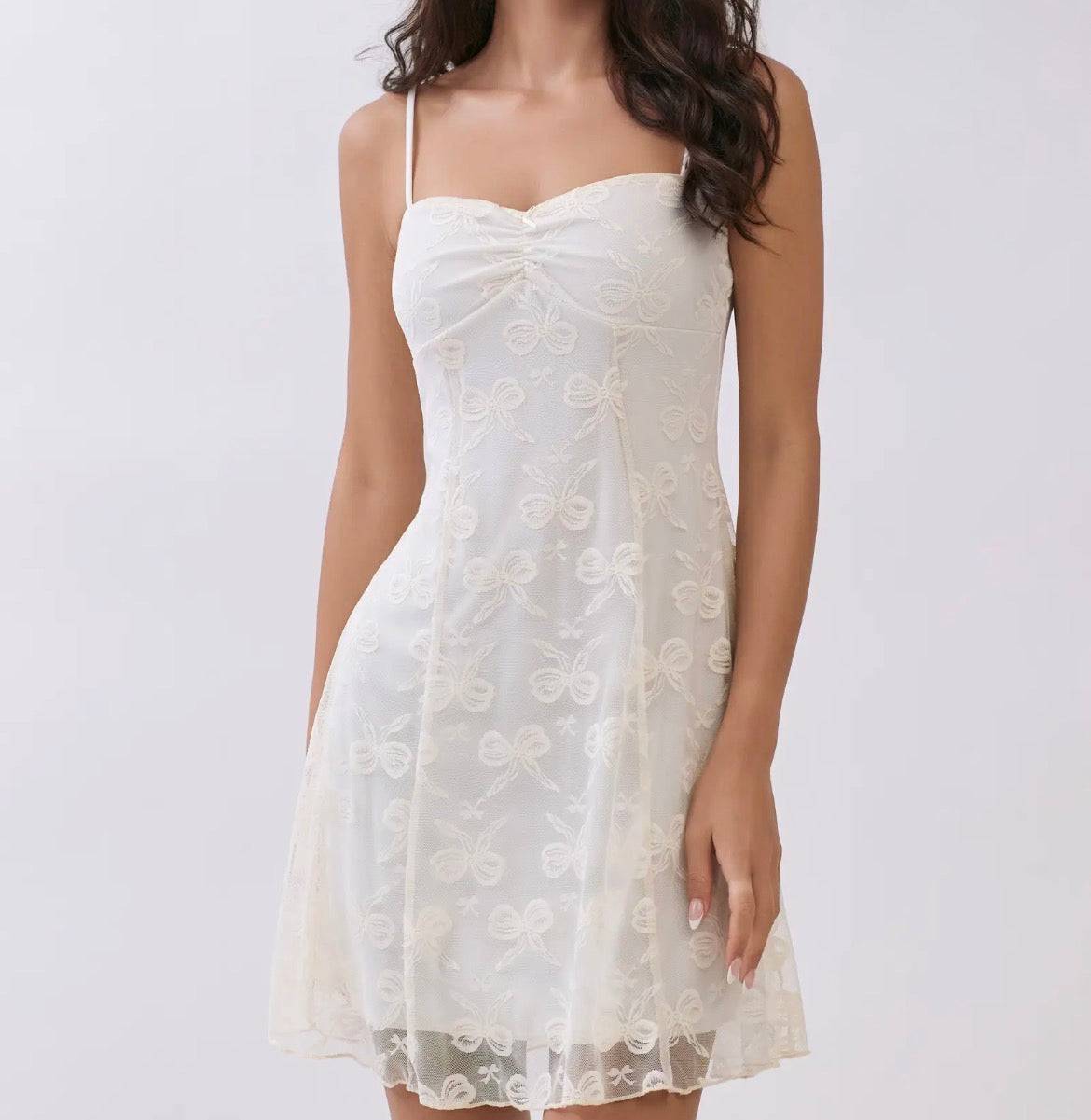 Ribbon Lace Mini Dress