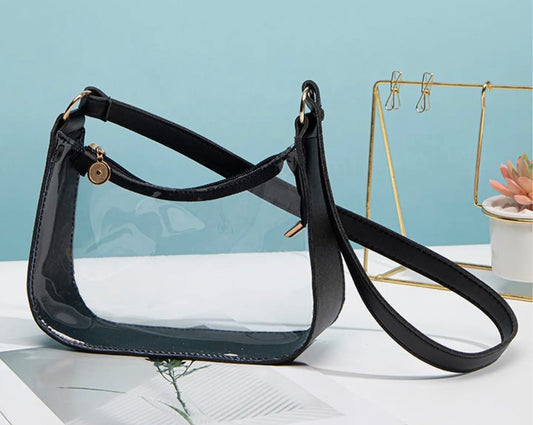 Clear Leather Trim Purse