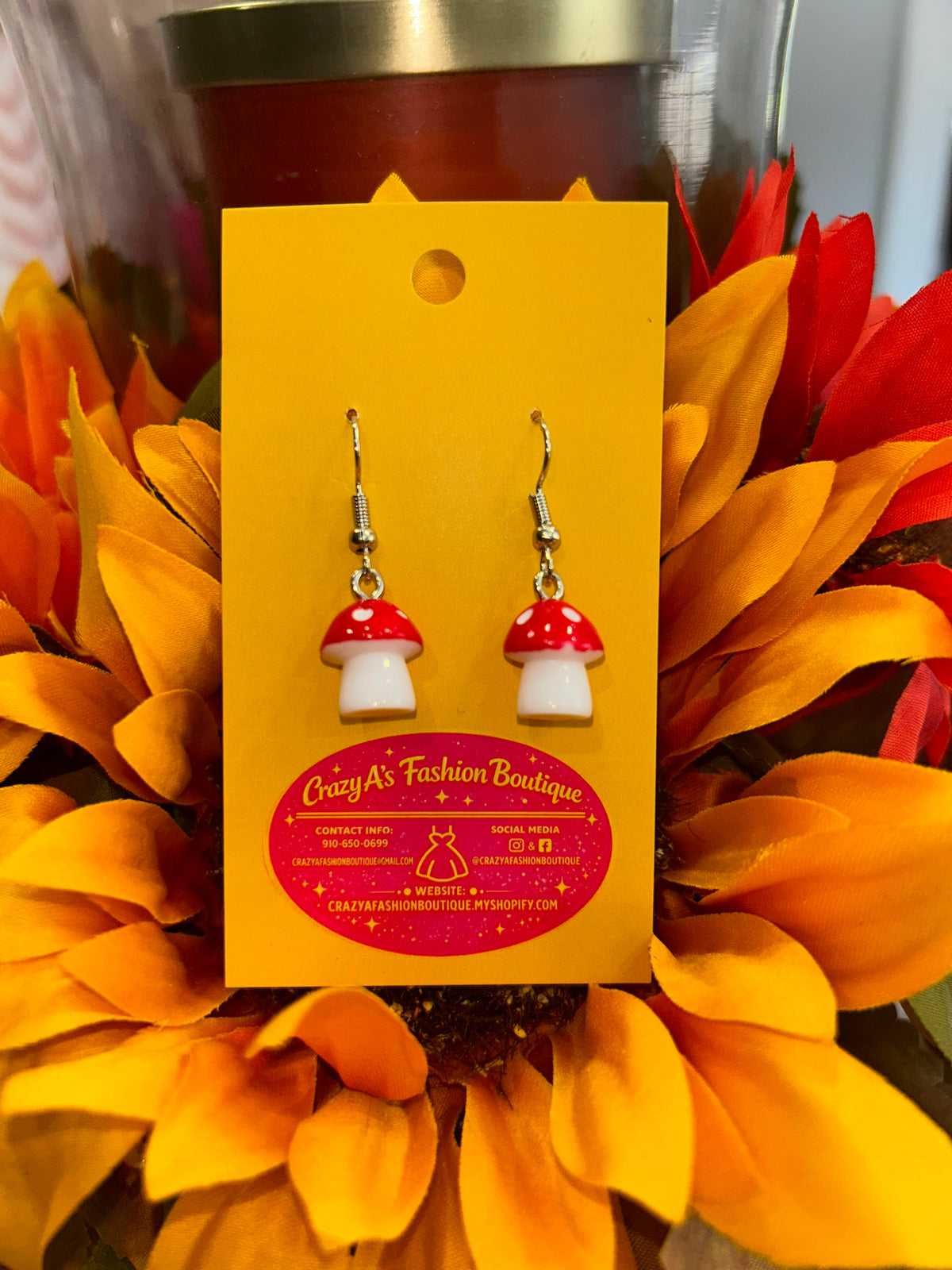 Mushroom Earrings Red