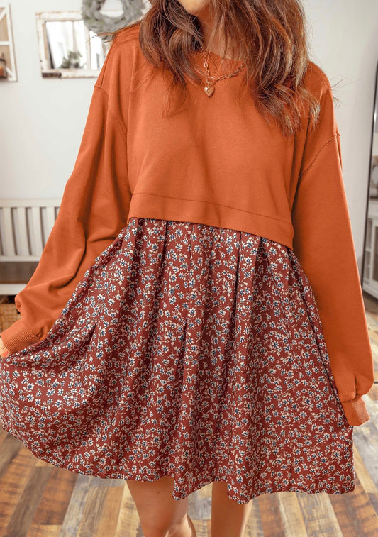 Solid Top And Floral Dress