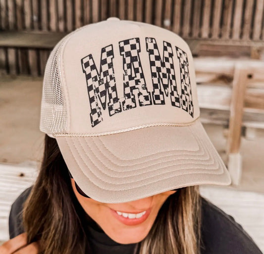 Mama Checkered Trucker Hat