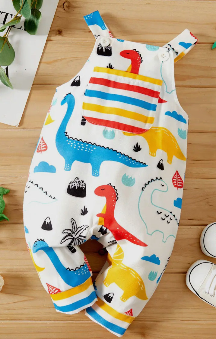 Baby Boy Dinosaur Print Overalls