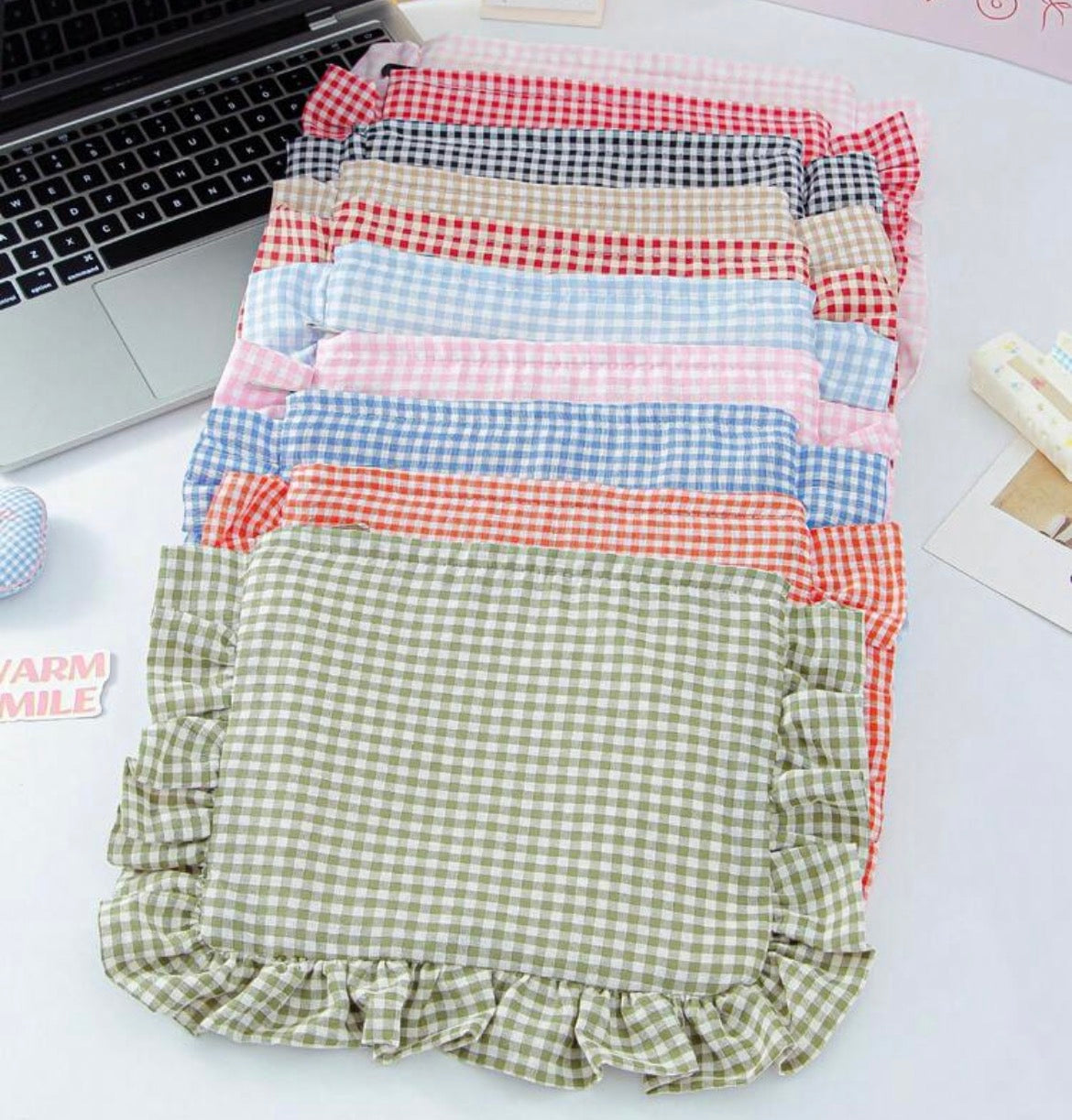 Plaid Ruffled Travel Pouch