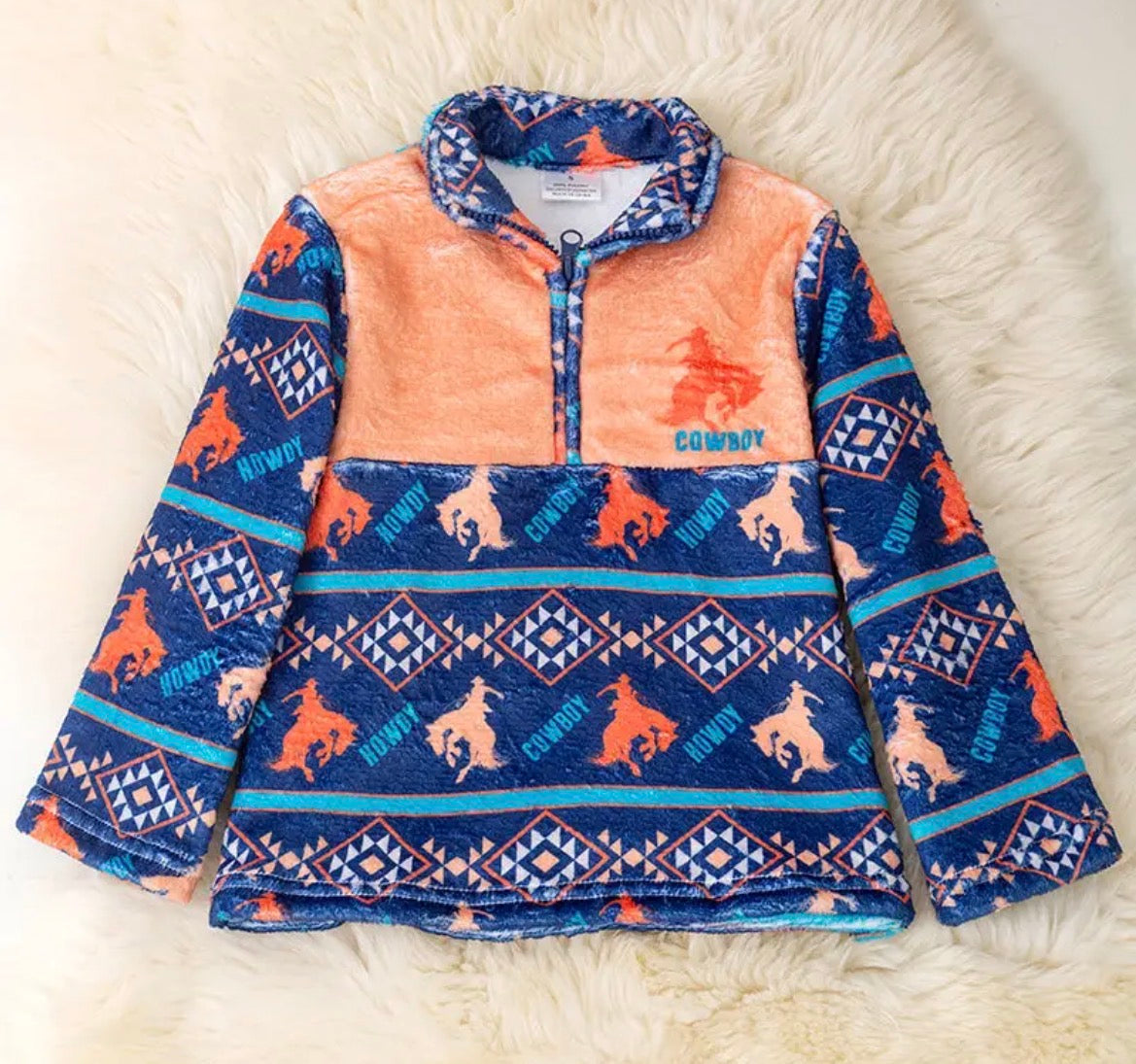 Boys Fuzzy Cowboy Half Zip Pullover