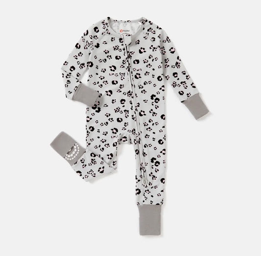 Organic Cotton Gray and Pink Cheetah Print Sleeper