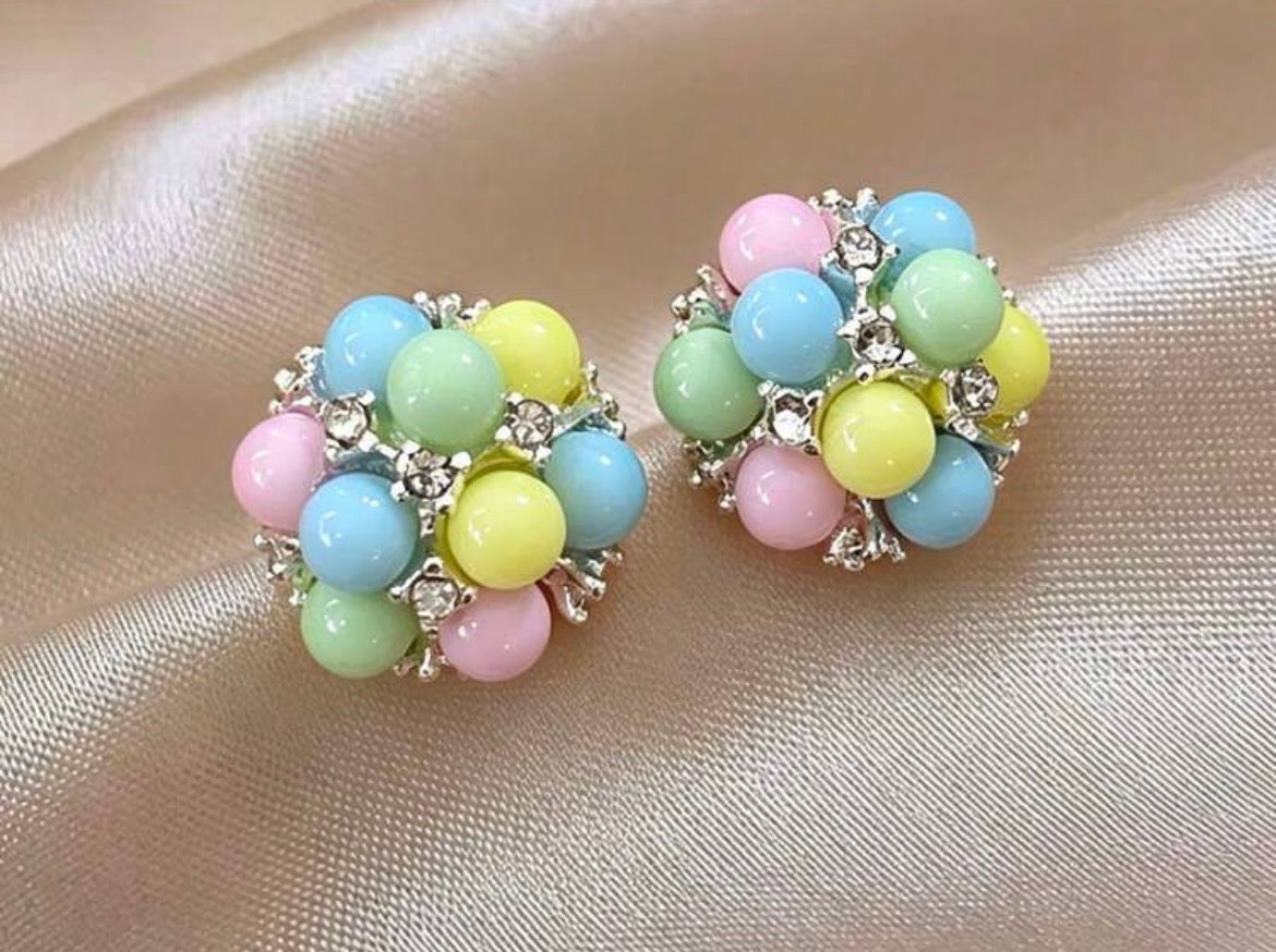 Multi Colored Ball Earring