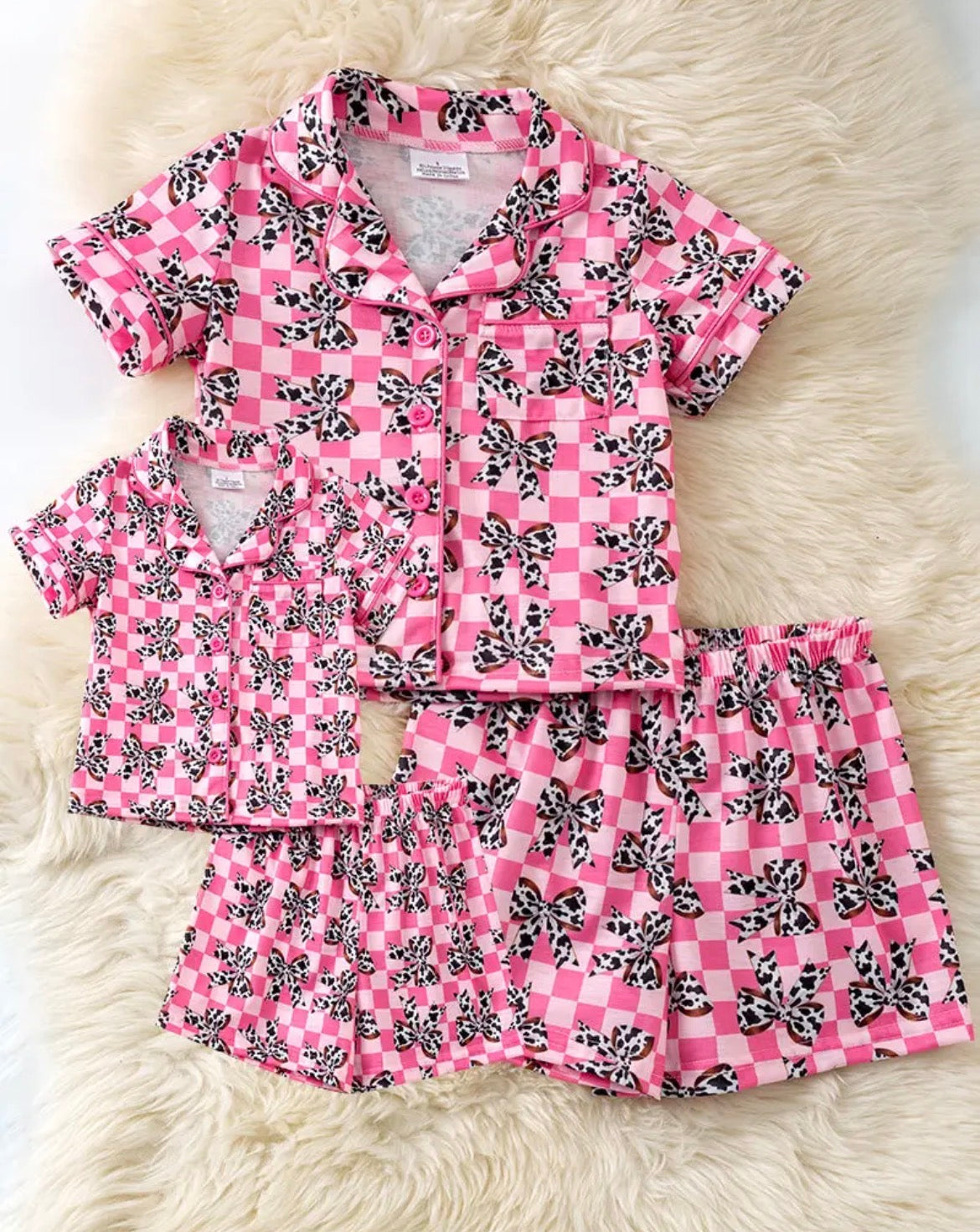 Mommy And Me Checkered Bow PJs (Girls)