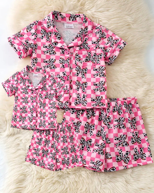 Mommy And Me Checkered Bow PJs (Girls)