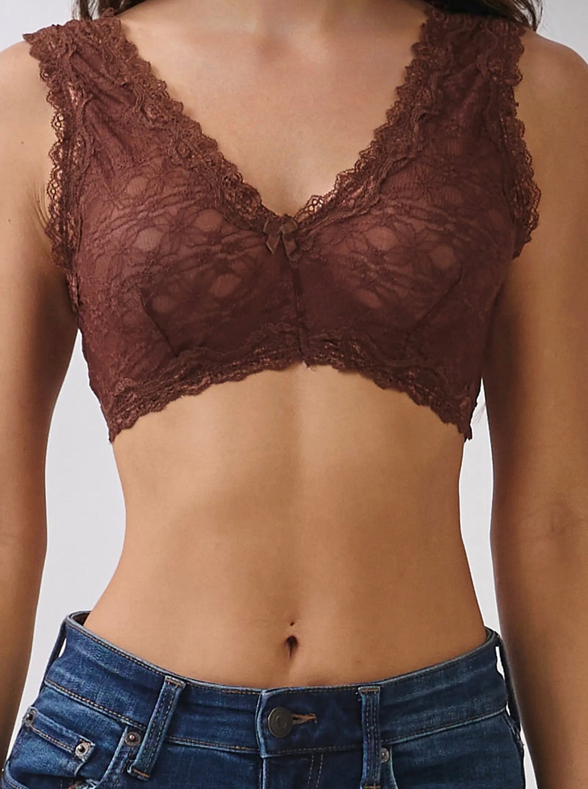 Black Or Brown Sheer Lace Bralette
