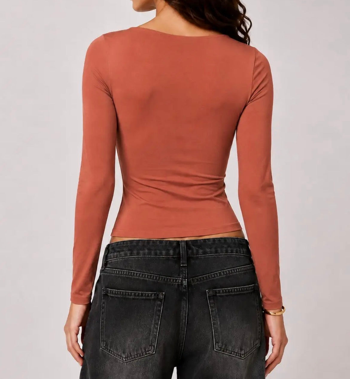 Double Layer Scoop Neck Long Sleeve