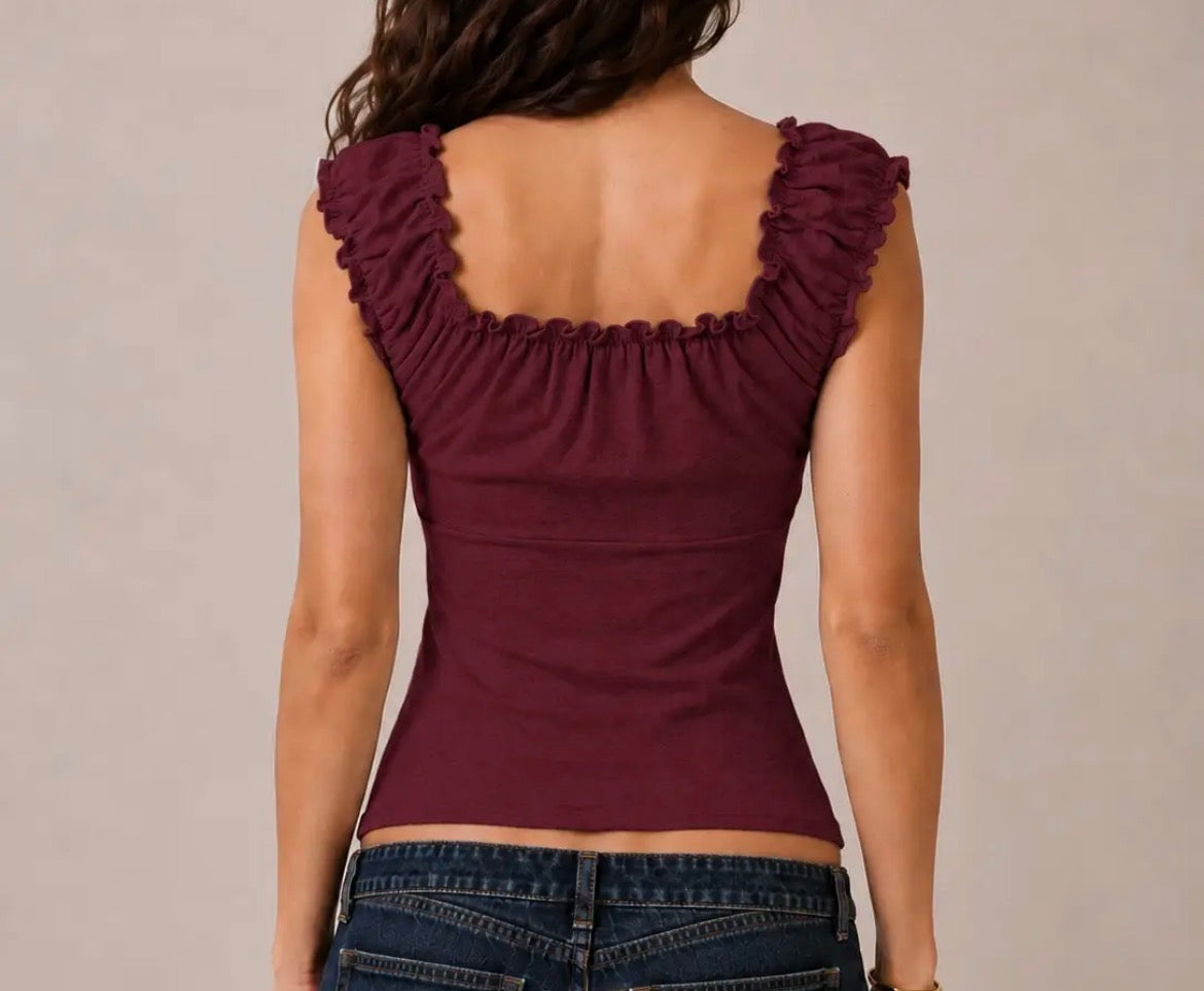 Button Down Frilled Top