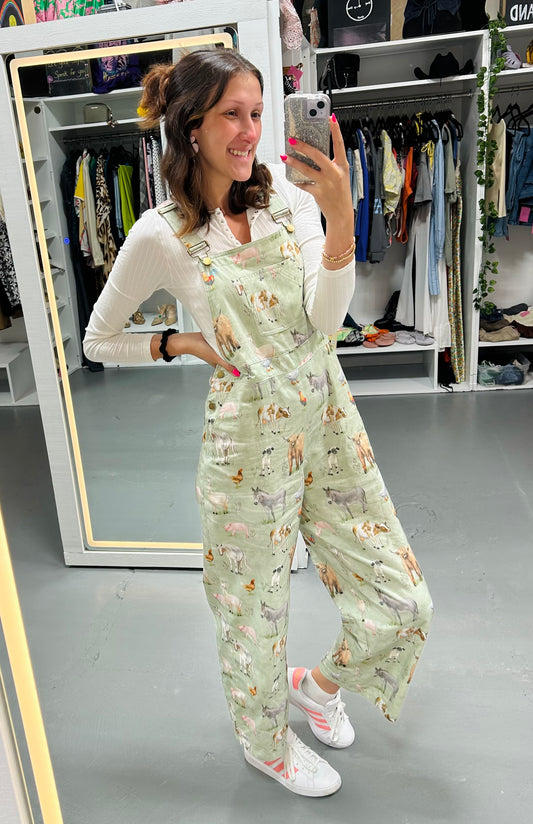 Farm Animals Print Overalls