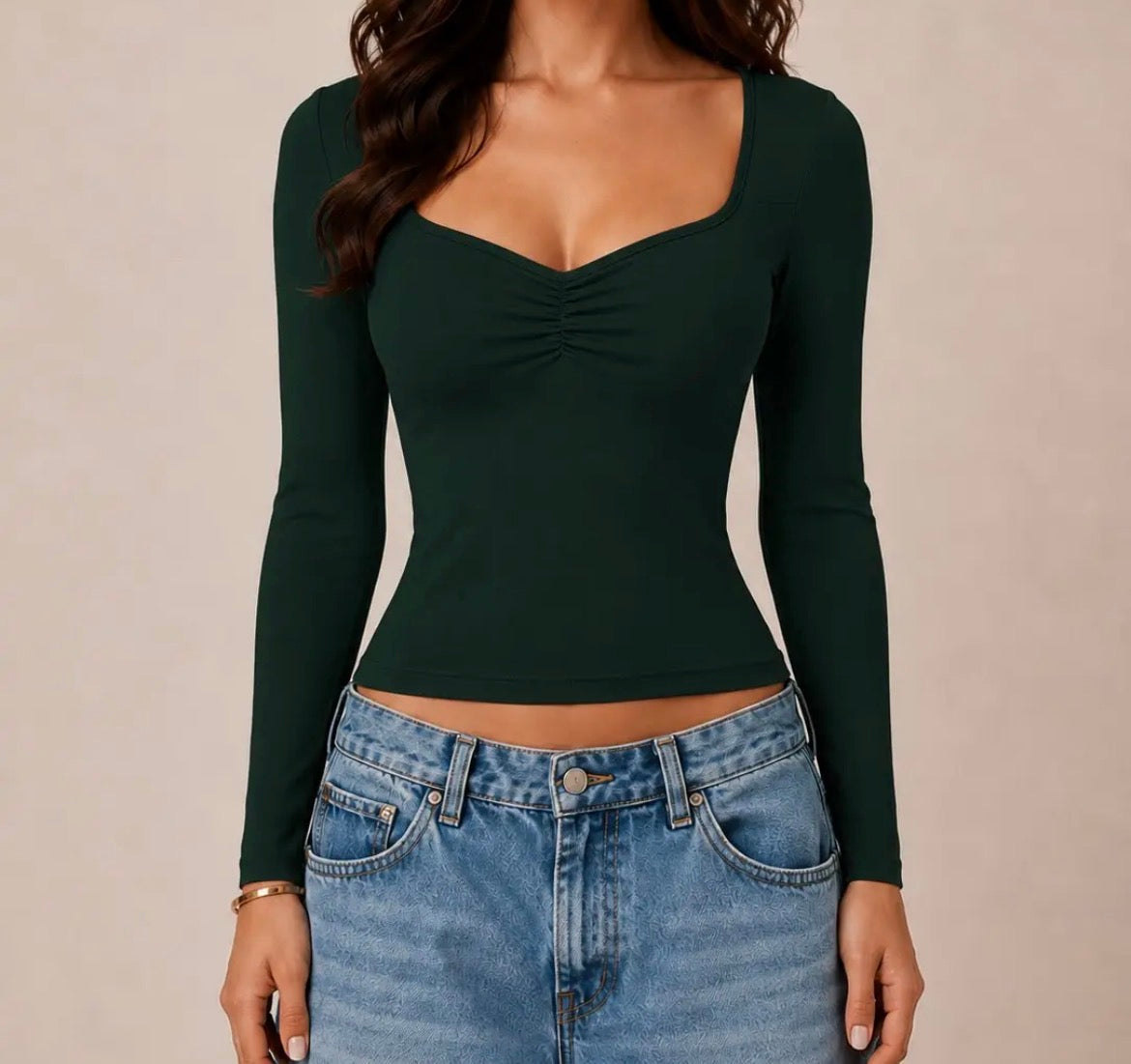 Sweetheart Cinched Long Sleeve