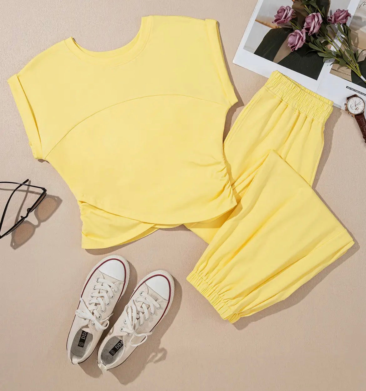 Sunshine Cropped Top And Jogger Pant Set
