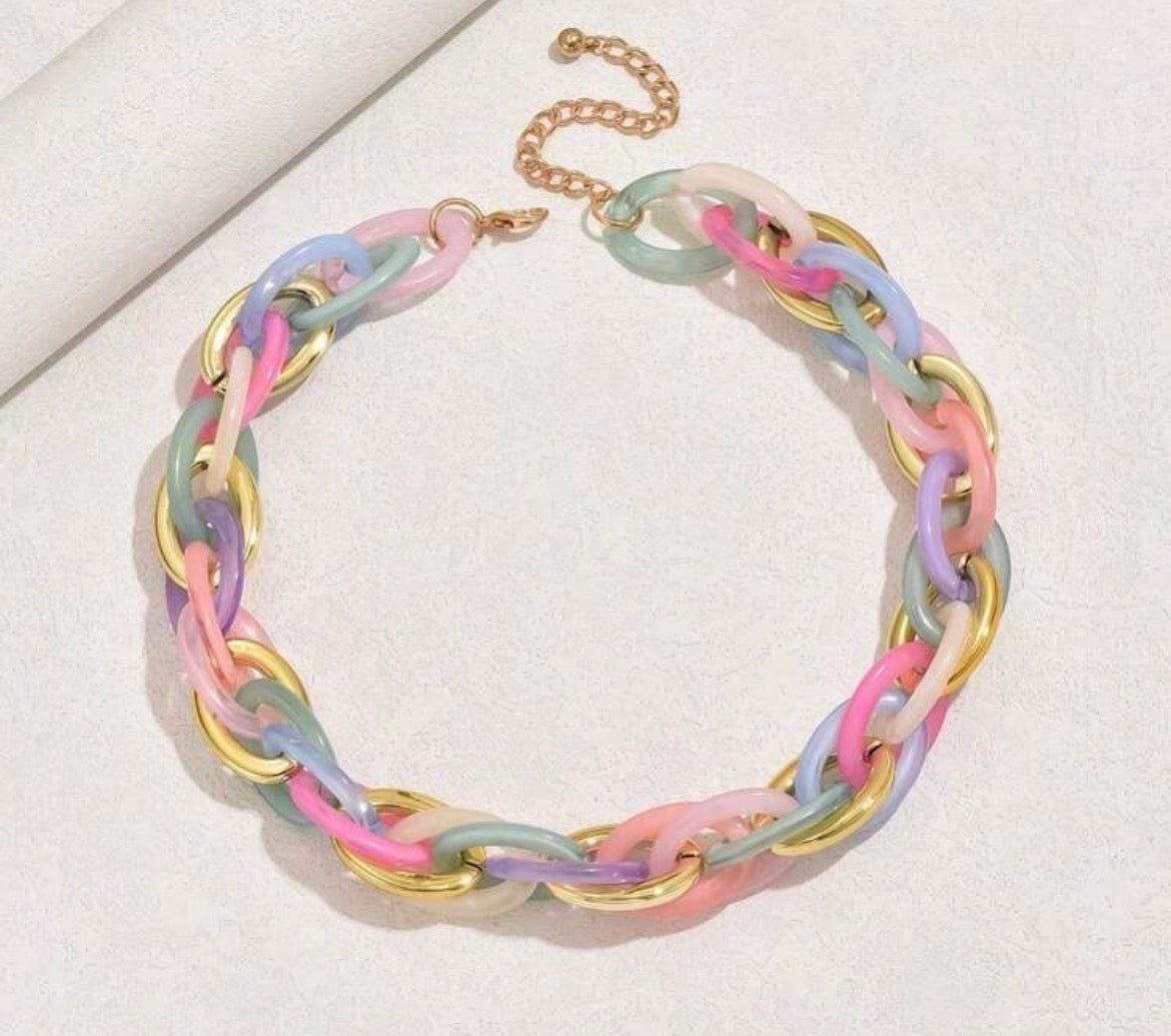 Bulky Chain Multi Color Necklace