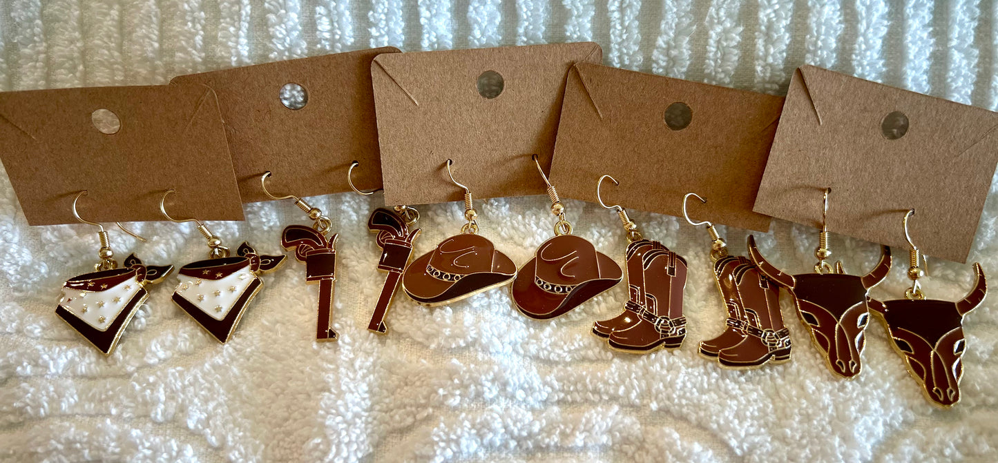 Brown Western Earrings