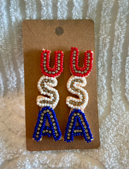 USA Sparkly Dangle Earrings