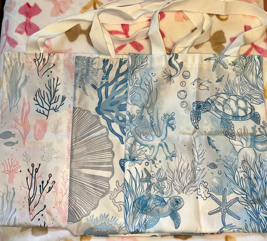 Beach Themed Double Sided Tote Bags