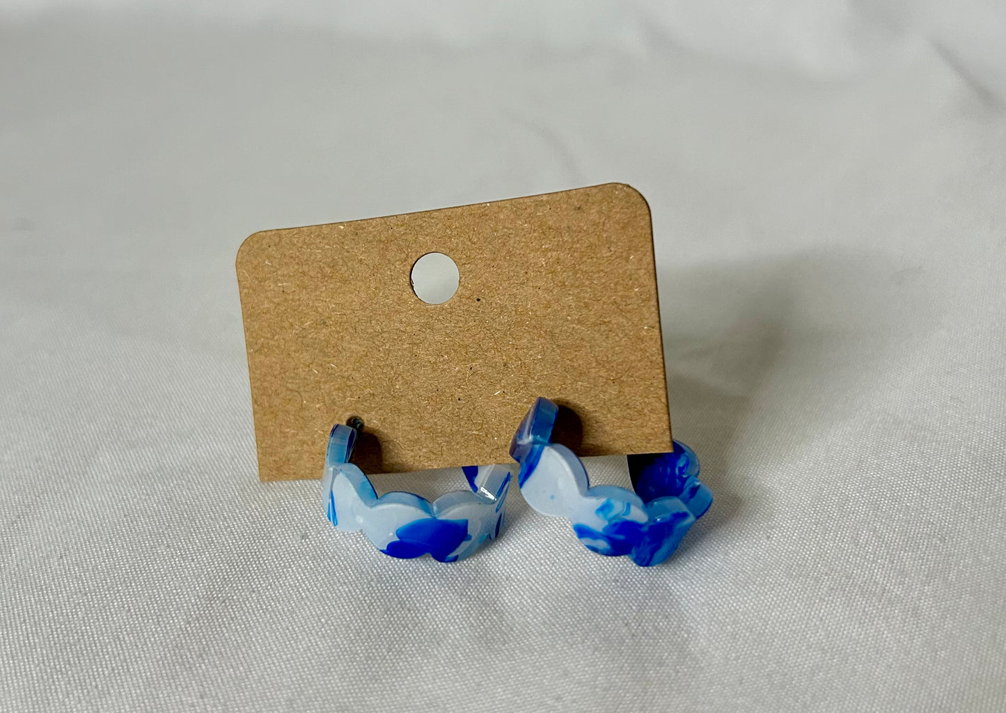 Blue And White Hoop Earrings
