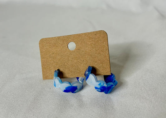 Blue And White Hoop Earrings