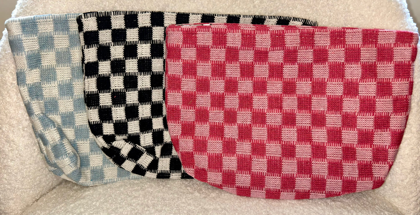 Checkered Makeup Bag- Different Color Options Available