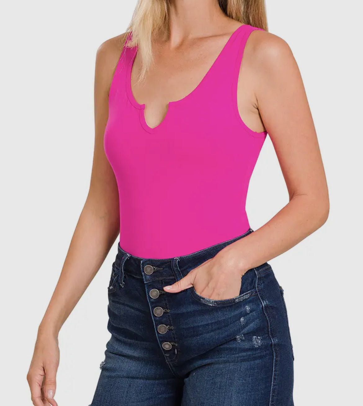 Microfiber V Neck Thong Bodysuit- 7 Color Options Available