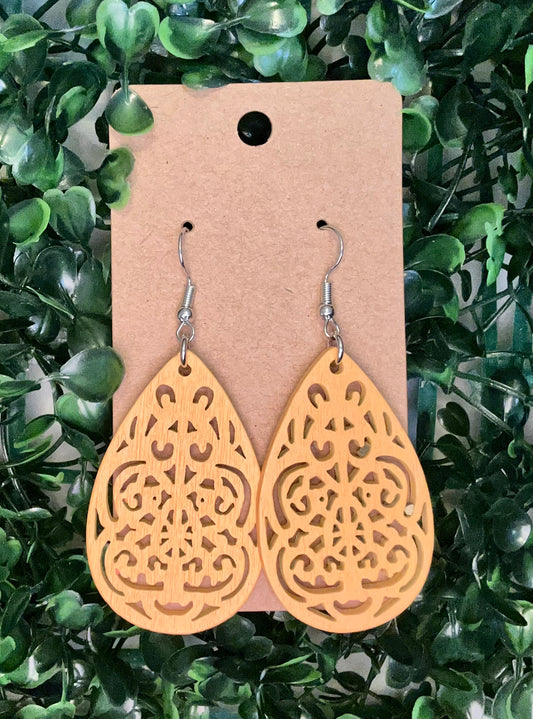 Dangling Wooden Earrings-Different Color Options Available