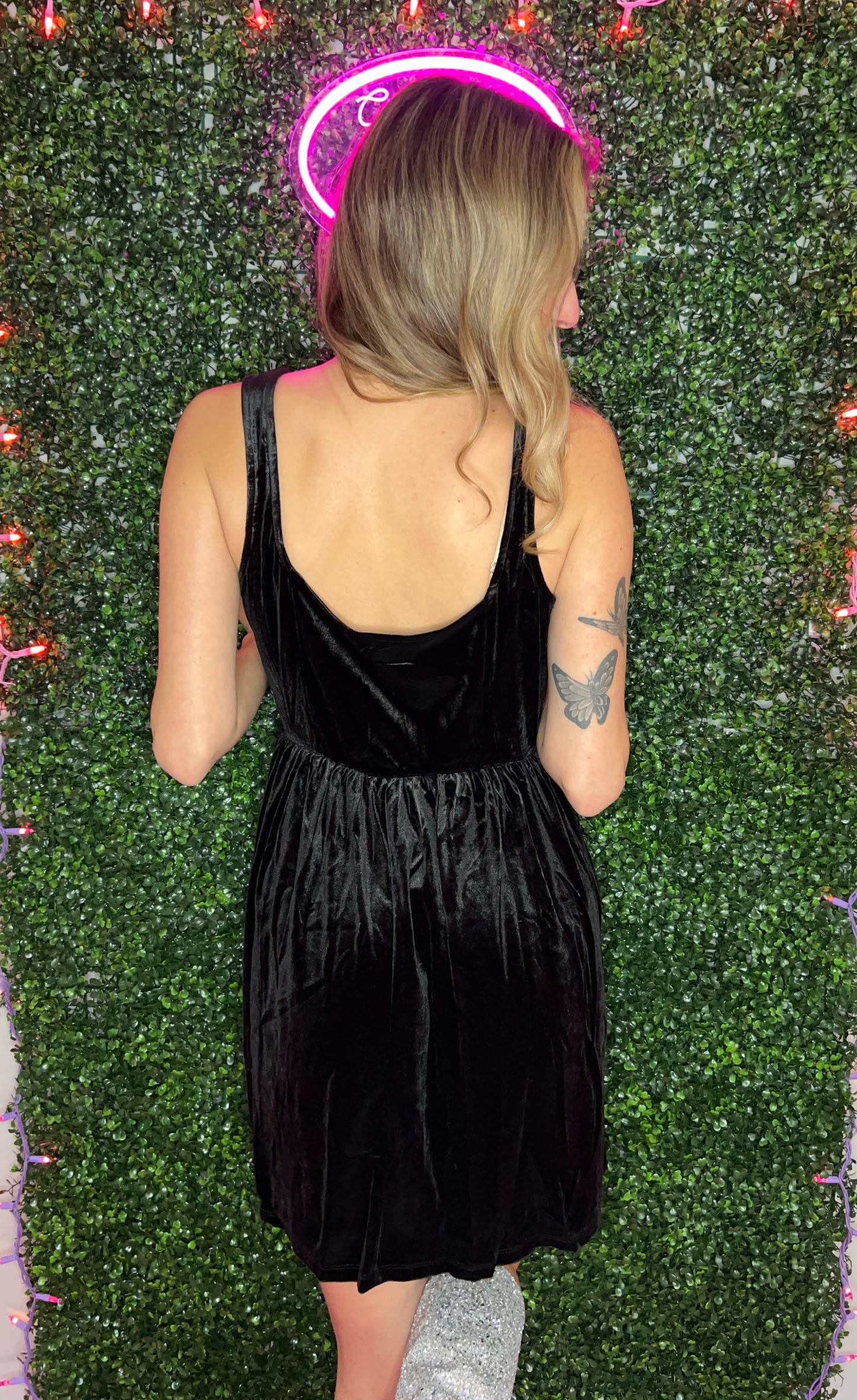 Velvet Mini Dress w/ Pockets