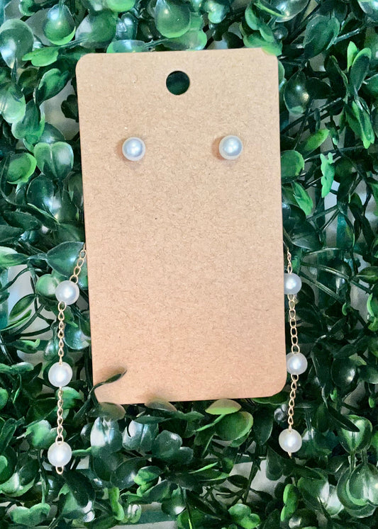 Pearl w/ Back Dangling Earrings