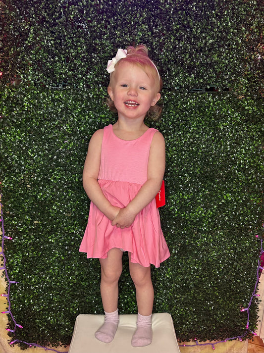 Toddler Girls Solid Color Open back Crisscross Dress