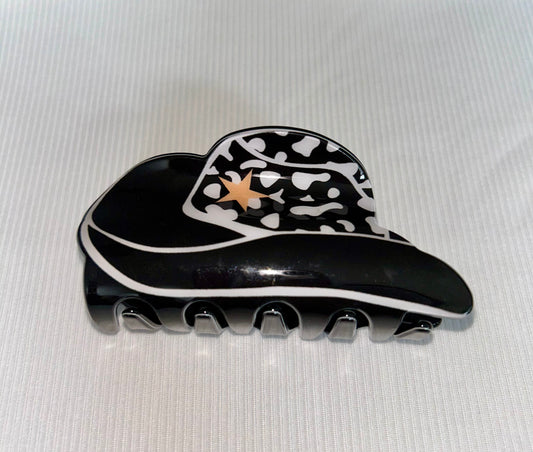 Black Cowgirl Hat Claw Clip