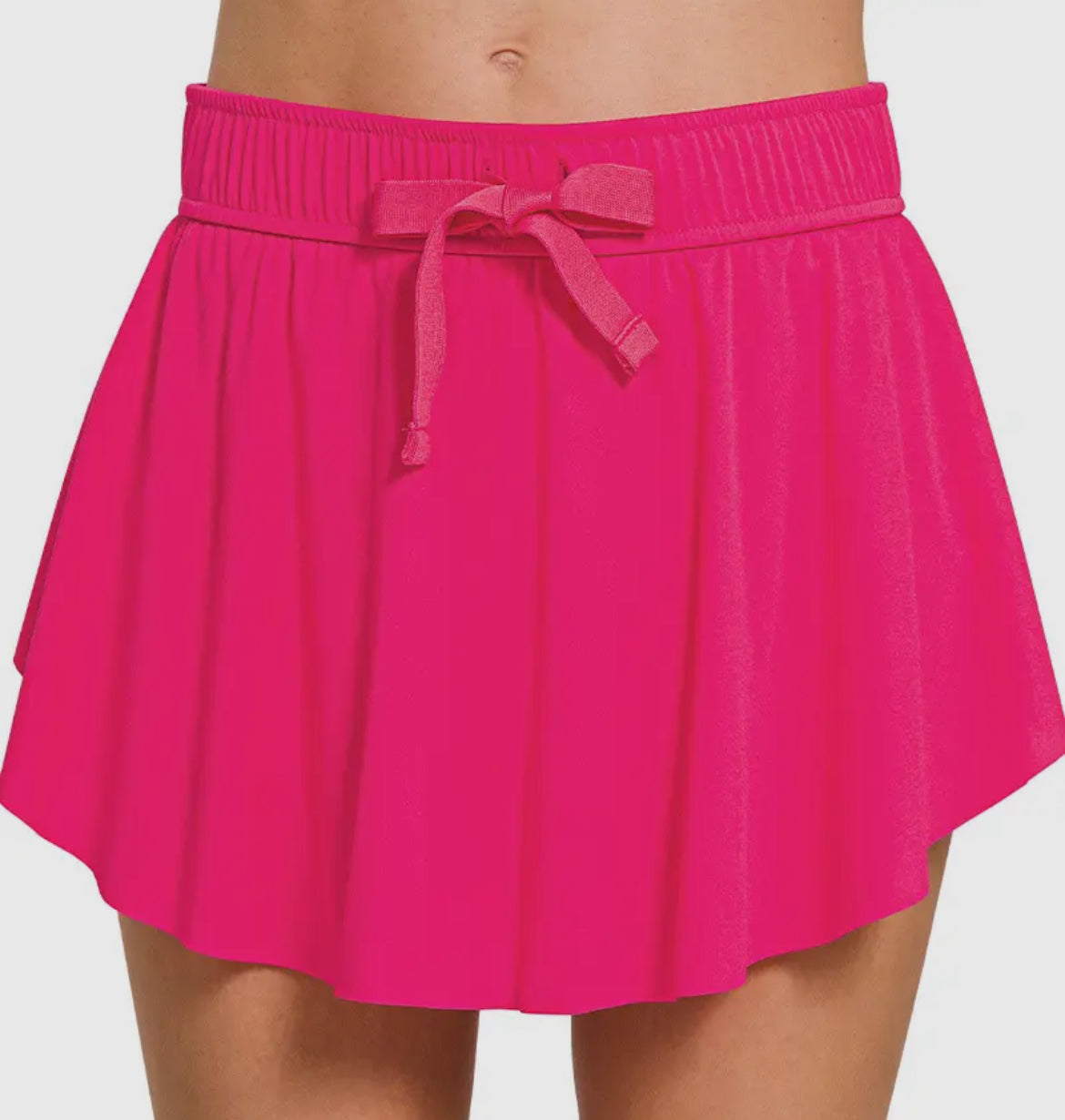 Drawstring High Waist Lined Tennis Skort- Different Color Options Available