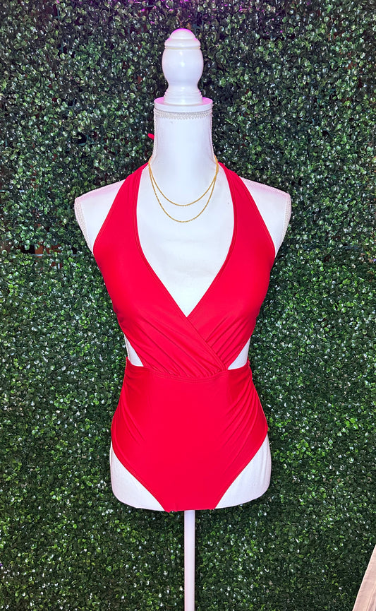 Cherry Pop Cutout One-Piece Swimsuit