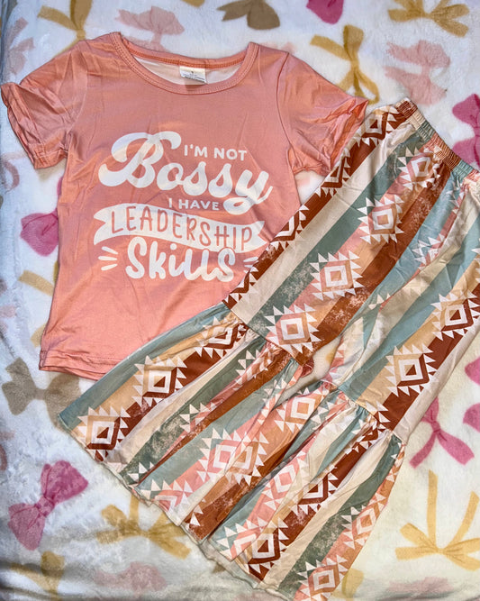 Bell Bottom Set w/ Shirt “I’m not bossy I have leadership skills”