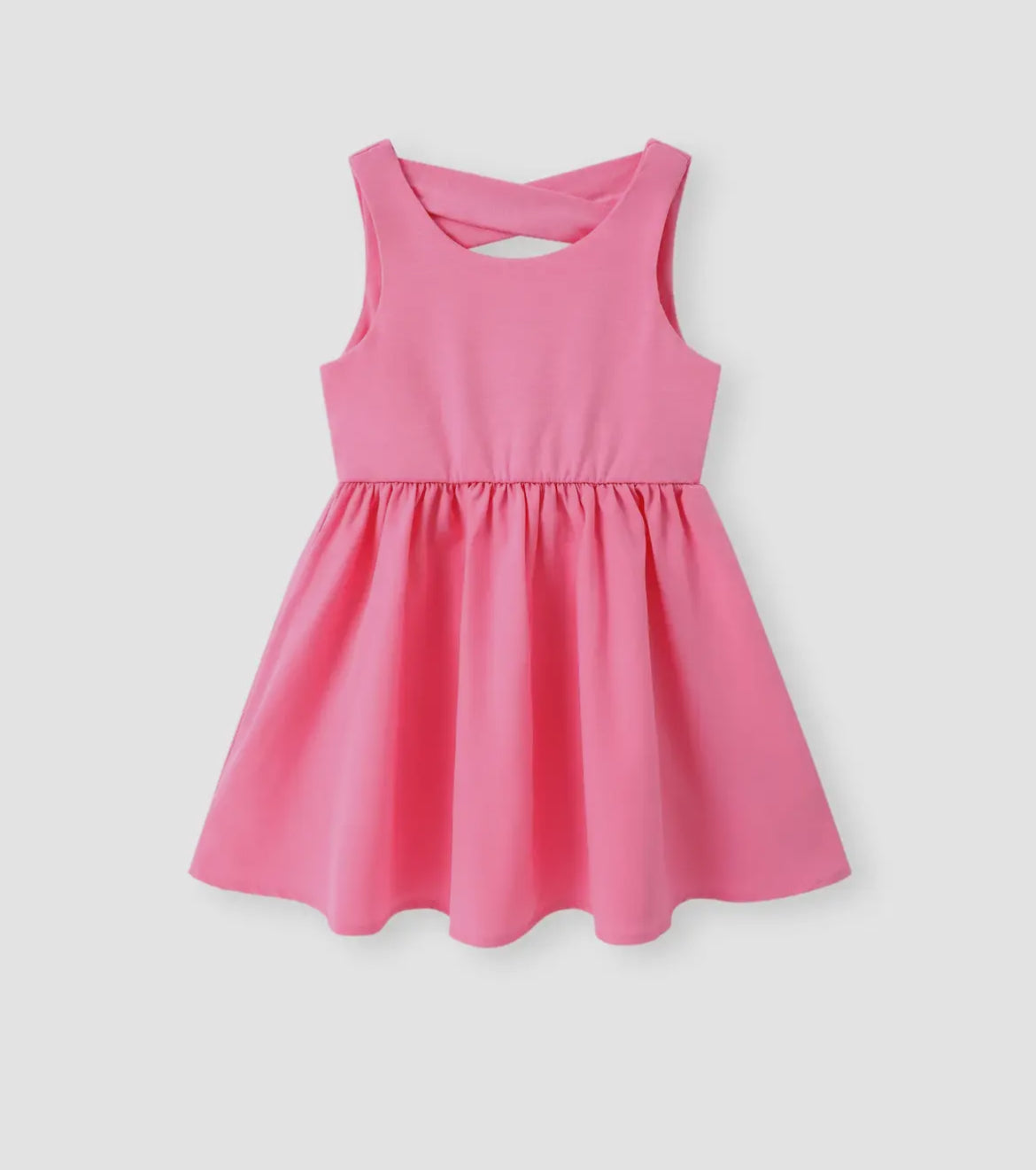 Toddler Girls Solid Color Open back Crisscross Dress