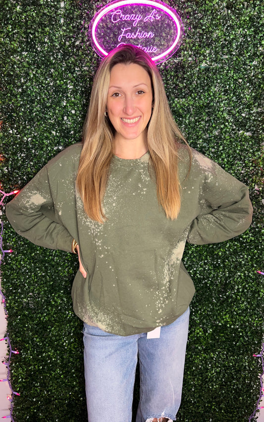Bleached Military Green Sweatshirt