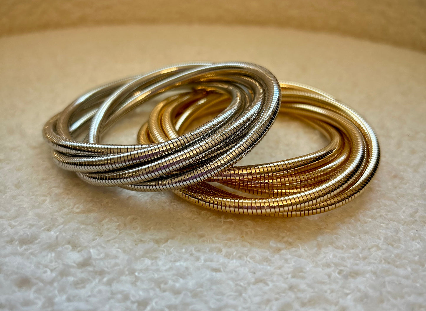 Silver And Gold Bangle Bracelets