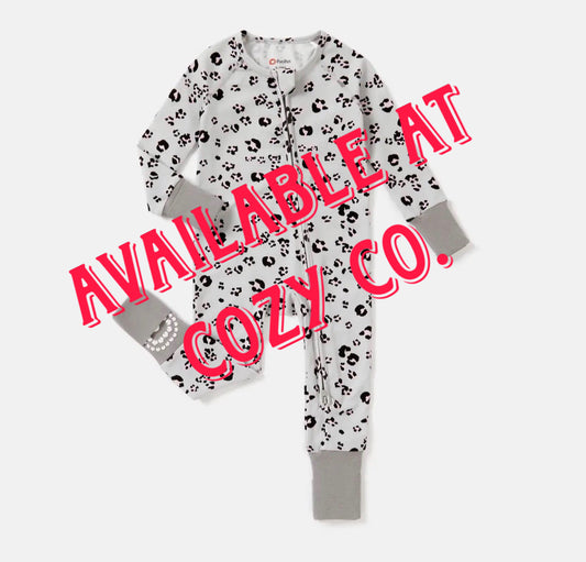 Organic Cotton Gray and Pink Cheetah Print Sleeper